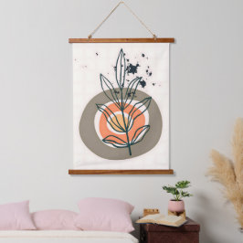Abstracte botanische minimalis hangend wandkleed