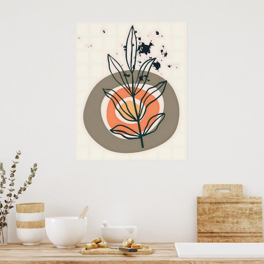 Abstracte botanische minimalis poster (Keuken)