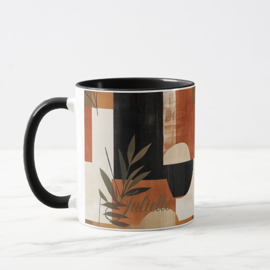 Abstracte botanische mok - Aardse moderne custom (Links)