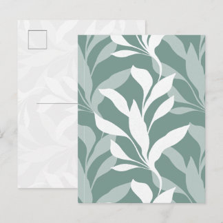 Abstracte botanische nevel teal bladwerk in Grace Briefkaart