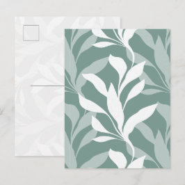Abstracte botanische nevelige teal bladwerk in Gra Briefkaart