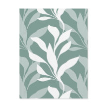Abstracte botanische nevelige teal bladwerk in Gra