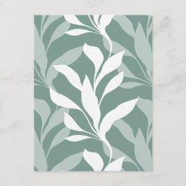 Abstracte botanische nevelige teal bladwerk in Gra Briefkaart