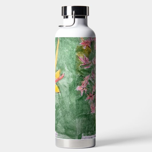 Abstracte botanische ontwerp waterfles (Rechts)