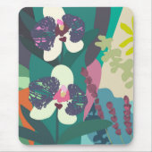 Abstracte botanische orchidee kleurige Floral tuin Muismat (Voorkant)