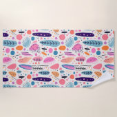 Abstracte Botanische Patroon Pastel Kleuren BOHO C Strandlaken (Voorkant)