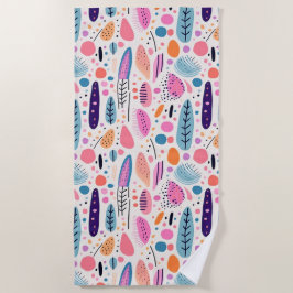 Abstracte Botanische Patroon Pastel Kleuren BOHO C Strandlaken