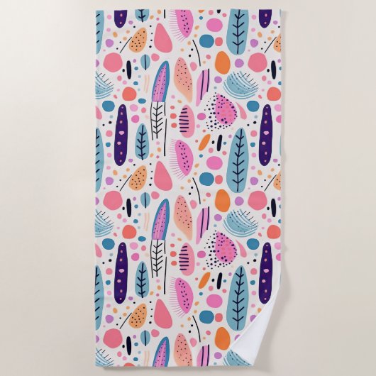 Abstracte Botanische Patroon Pastel Kleuren BOHO C Strandlaken (Voorkant)