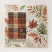 Abstracte botanische puzzel – Aardse bladeren (Horizontaal)