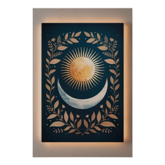 Abstracte botanische rijzende zon maangroei perfect poster (Voorkant)