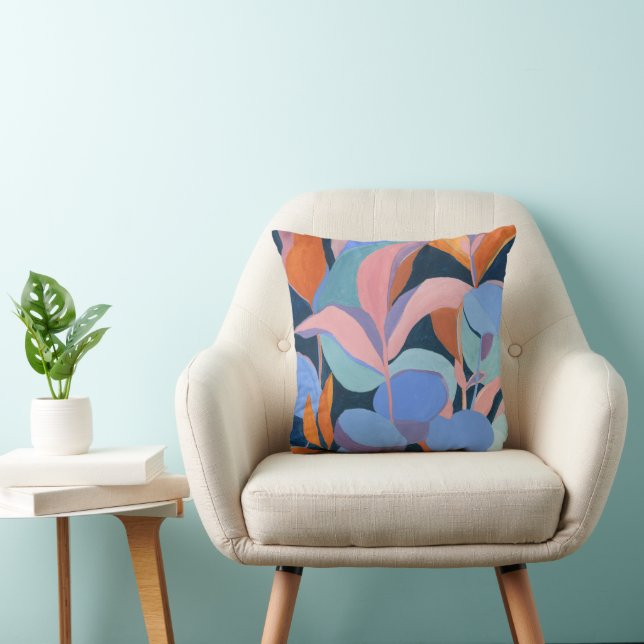 Abstracte botanische schildering originele kunst kussen (Stoel)