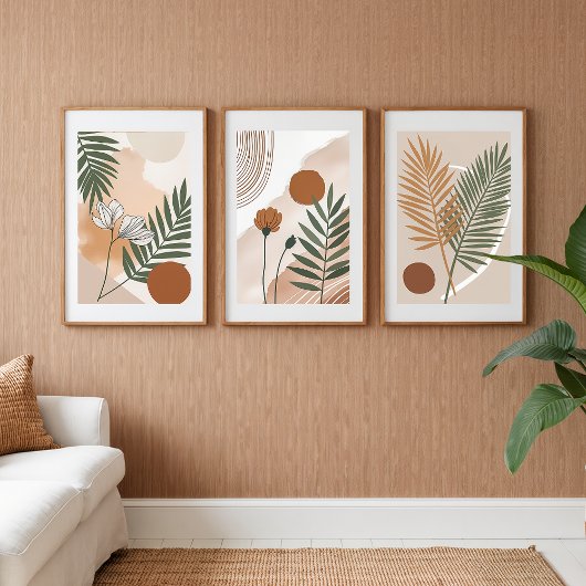 Abstracte botanische set – Japandi Wall Art