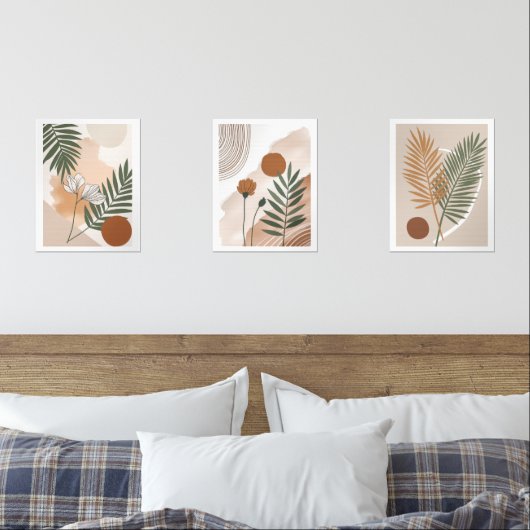 Abstracte botanische set – Japandi Wall Art (Slaapkamer)