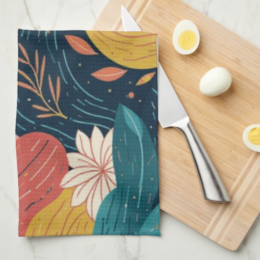 Abstracte Botanische Stroom Theedoek (Quarter Fold)