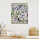 Abstracte botanische verf poster (Keuken)