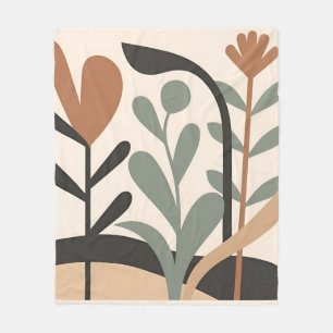 Abstracte botanische vormen fleece deken