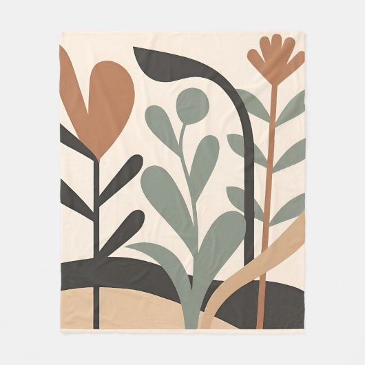 Abstracte botanische vormen fleece deken (Voorkant)