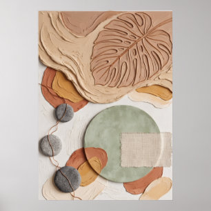 Abstracte botanische vormen neutrale moderne poste poster