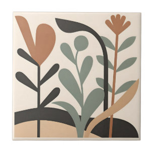 Abstracte botanische vormen tegeltje