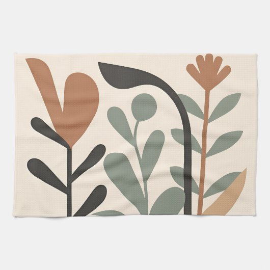 Abstracte botanische vormen theedoek (Horizontaal)