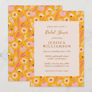 Abstracte botanische vruchten in geel Vrijgezellen Kaart