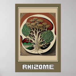 Abstracte botanische wandkunst, roodachtige illust poster
