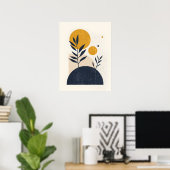 Abstracte Botanische Zon Geometrisch Minimal Geel Poster (Thuiskantoor)