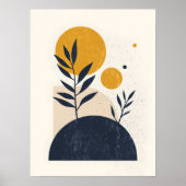 Abstracte Botanische Zon Geometrisch Minimal Geel Poster (Voorkant)