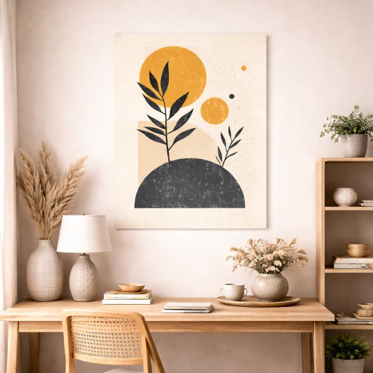 Abstracte Botanische Zon Geometrisch Minimal Geel Poster