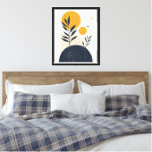 Abstracte botanische zon geometrisch minimalistisc canvas afdruk (Insitu (Slaapkamer))