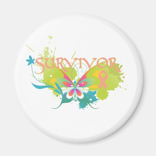Abstracte Boterfly Endometrial Cancer Survivor Magneet (Voorkant)