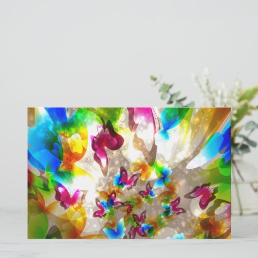 Abstracte botervliegen briefpapier (Staand voorkant)