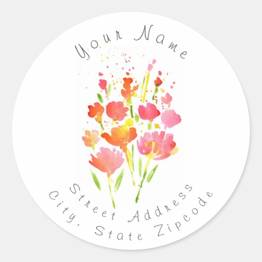 "Abstracte Bouquet of Mixed Flowers"-label Ronde Sticker (Voorkant)