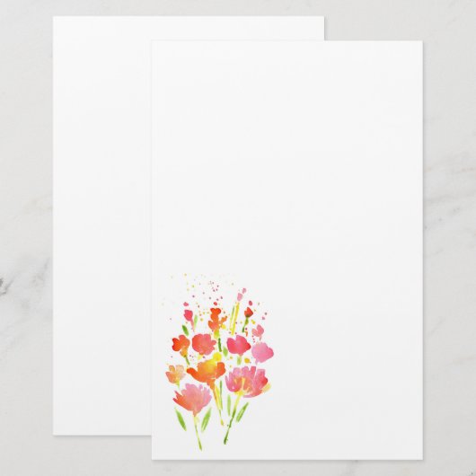 Abstracte Bouquet van Gemengde Bloemen Briefpapier (Voorkant / Achterkant)