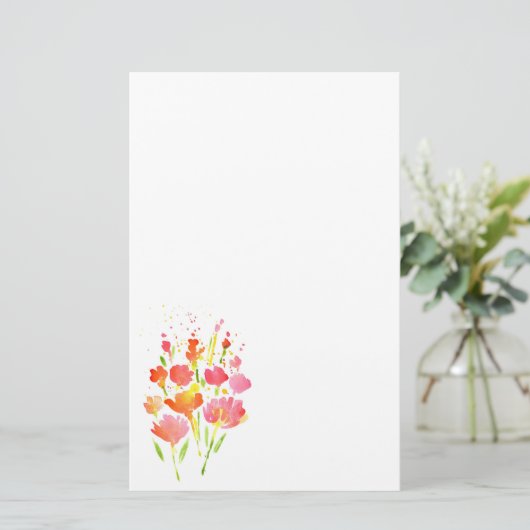 Abstracte Bouquet van Gemengde Bloemen Briefpapier (Staand voorkant)