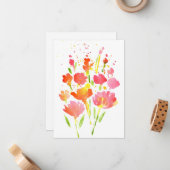 Abstracte Bouquet van Gemengde Bloemen Notitiekaartje (Voorkant / Achterkant in situ)