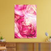 Abstracte Bourgogne en goudalcoholische inkt Canva Canvas Afdruk (Insitu (Woonkamer))