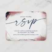 Abstracte Bourgogne & marineblauw bruiloft website Informatiekaartje (Voorkant)