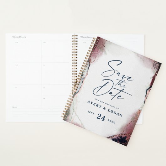 Abstracte Bourgogne & marineblauw trouwplannen Planner (Display)