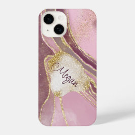 Abstracte Bourgogne roze goudmakreel iPhone 14 Hoesje