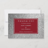 Abstracte Bourgondische faux zilveren glitter Bedankkaart (Voorkant)