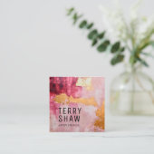 Abstracte Bourgondische roze goudverf Vierkante Visitekaartje (Staand voorkant)