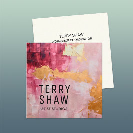 Abstracte Bourgondische roze goudverf Vierkante Visitekaartje