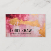 Abstracte Bourgondische roze goudverf Visitekaartje (Voorkant)