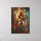 Abstracte Boxer in Actie - Krachtige Sportkunst Canvas Afdruk (Voorkant)