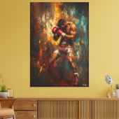 Abstracte Boxer in Actie - Krachtige Sportkunst Canvas Afdruk (Insitu (Woonkamer))