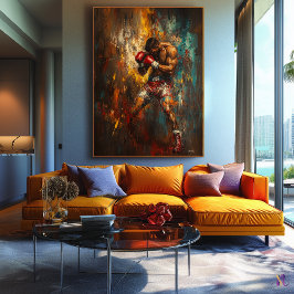 Abstracte Boxer in Actie - Krachtige Sportkunst Canvas Afdruk