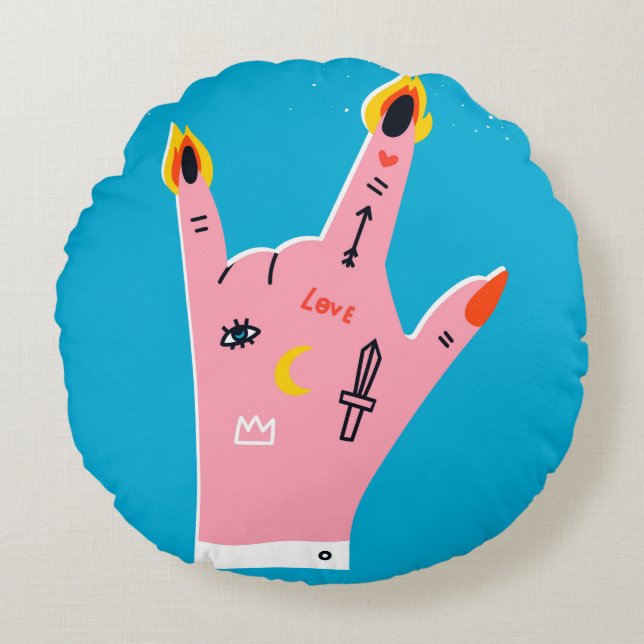 Abstracte brandblusvingers rond kussen (Voorkant)