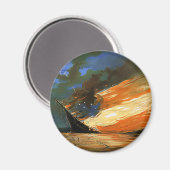  Abstracte brandende vlag Magnet (Voorkant / Achterkant)