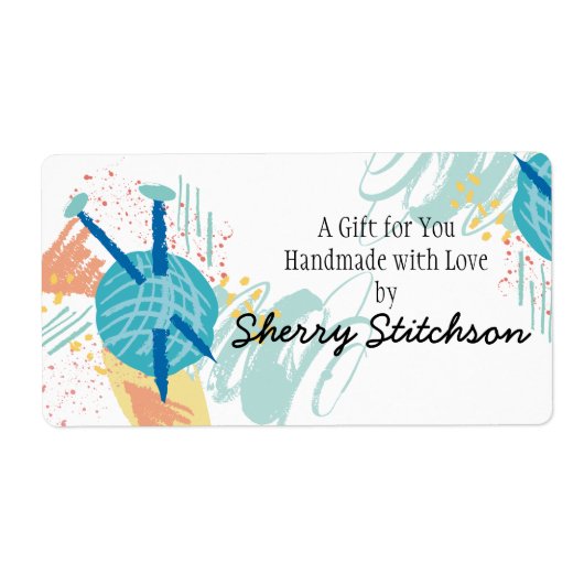 abstracte breinaalden bal van garen etiket (Voorkant)